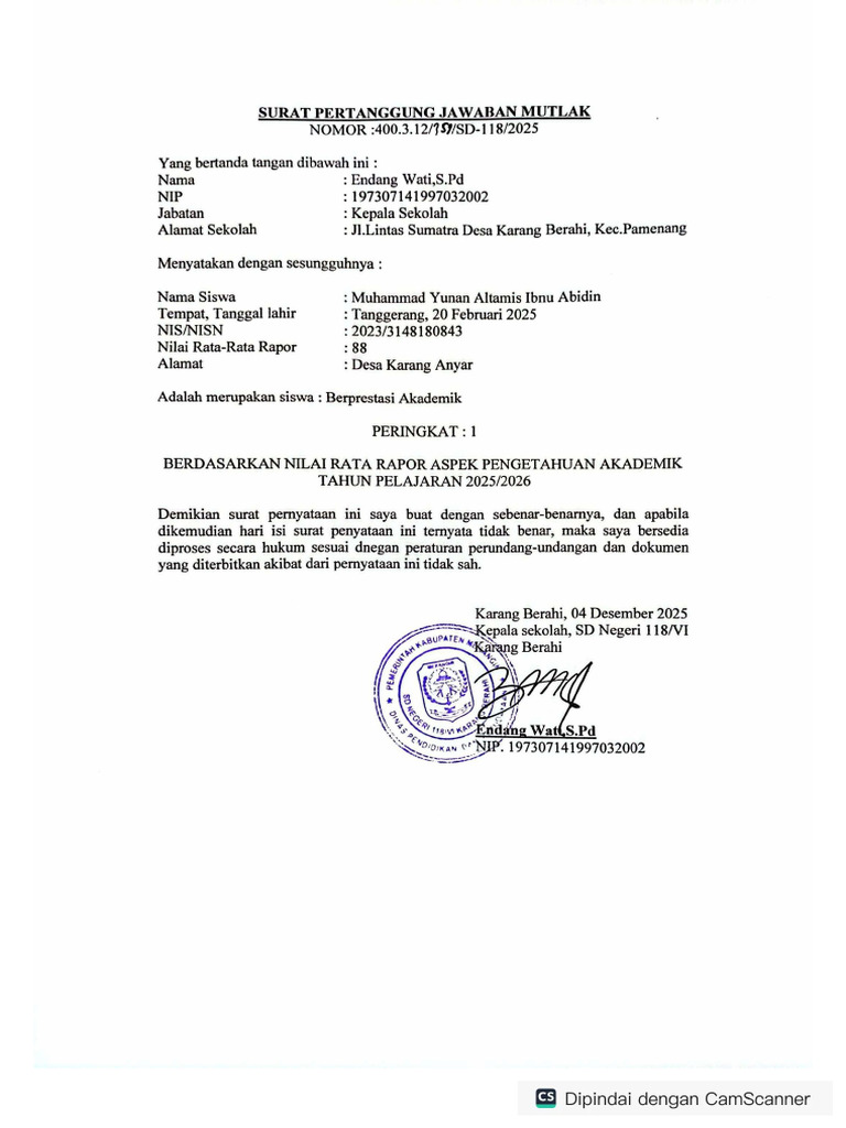 SDN 118 - Muhammad Yunan Altamis Ibnu Abidin | PDF