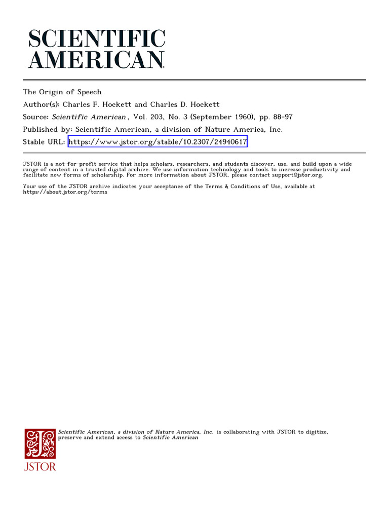 The Evolution of Human Speech | PDF | Origin Of Language | Ape