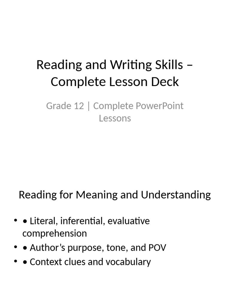 Grade 12 Reading & Writing Skills Guide | PDF