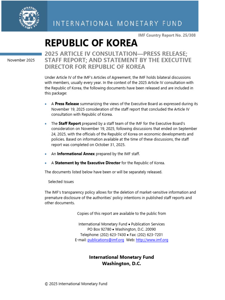 2025 IMF Article IV Report: Korea Insights | PDF | Fiscal Policy ...