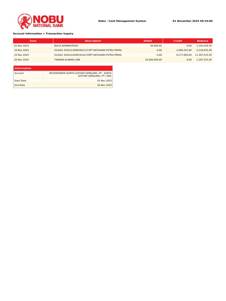 Transaction Inquiry | PDF