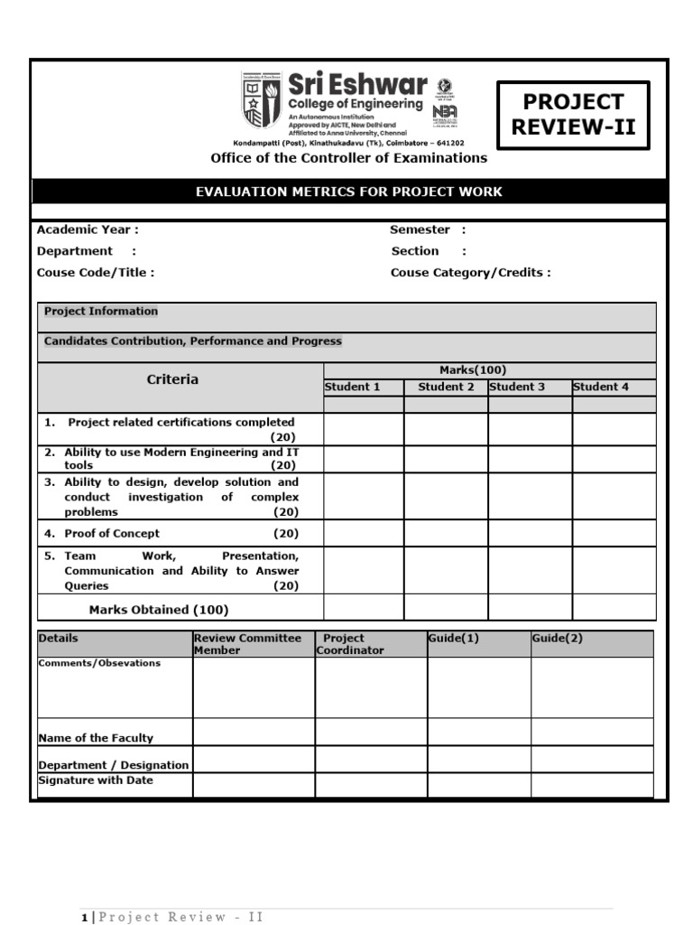Project Review II Evaluation Metrics | PDF