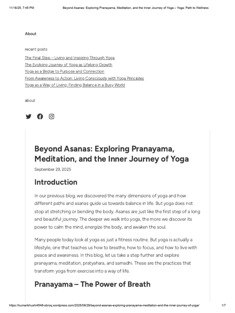 Pranayama and Meditation in Yoga | PDF | Yoga | Asana