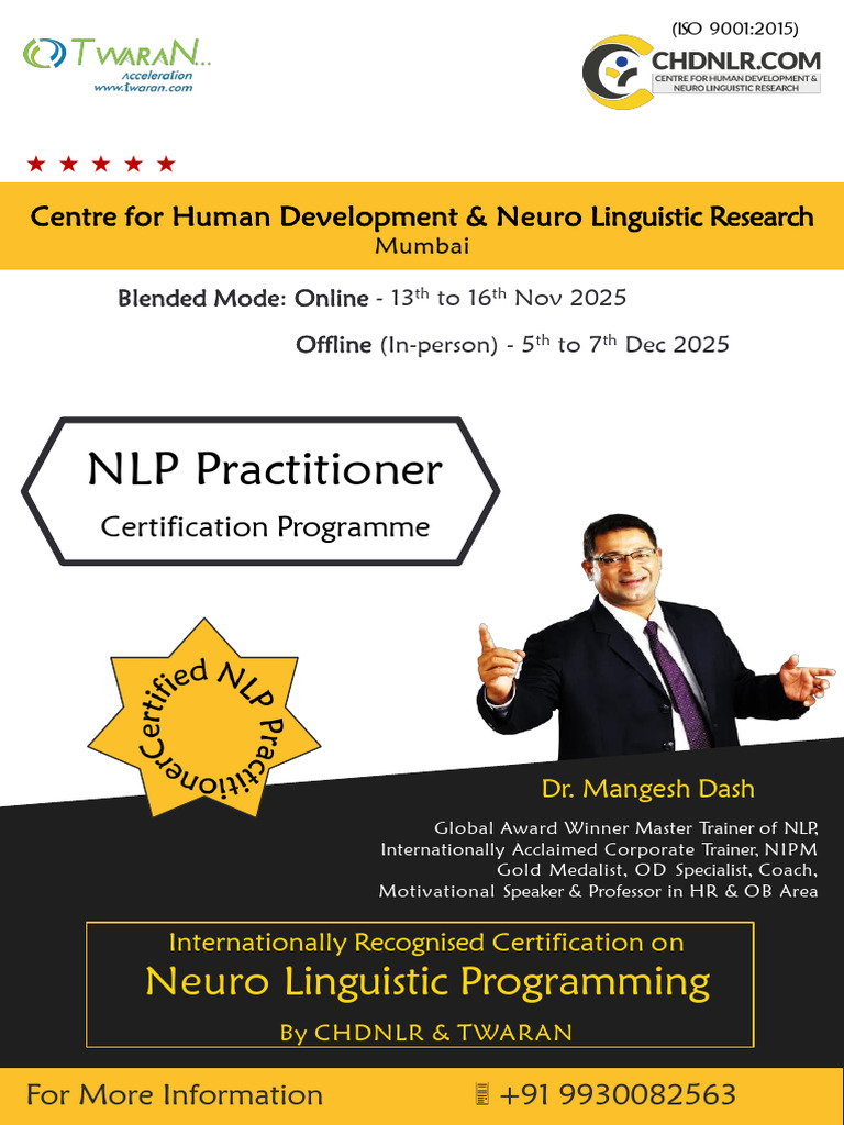 NLP Practitioner Course Brochure 30 Hours Blended 2025 Mumbai | PDF ...