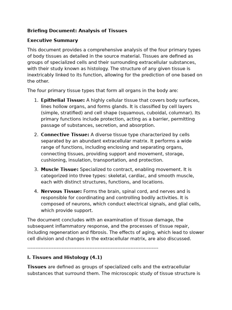 Comprehensive Tissue Analysis Guide | PDF | Epithelium | Tissue (Biology)