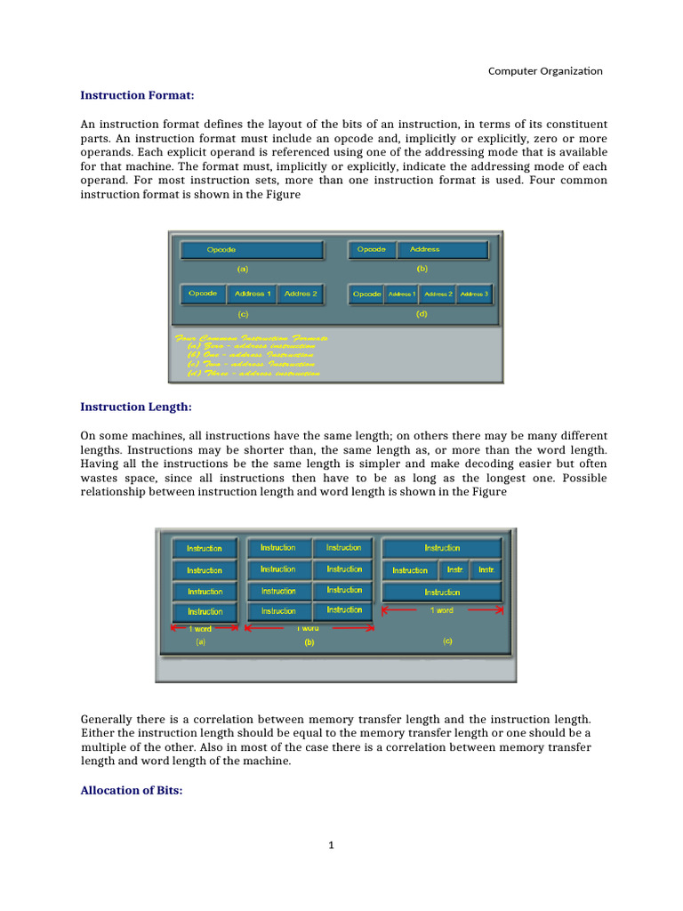 Instruction Formats in Computer Organization | PDF | Digital ...