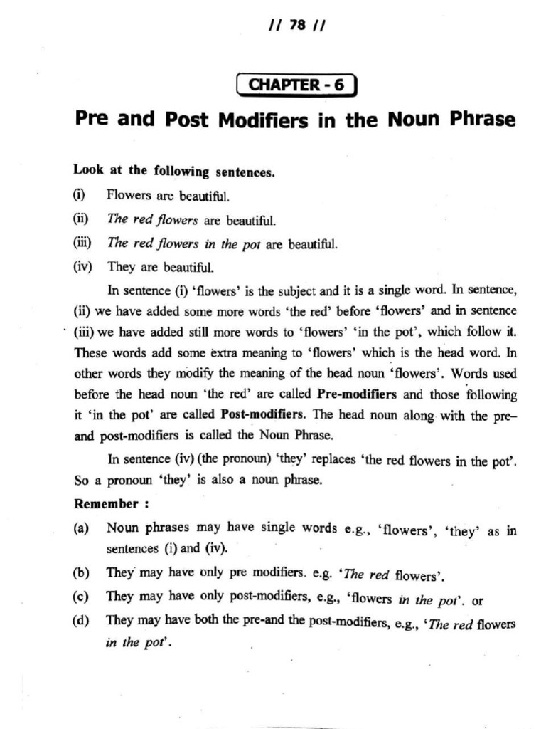 Noun Phrase Modifiers Explained | PDF | Adjective | Adverb