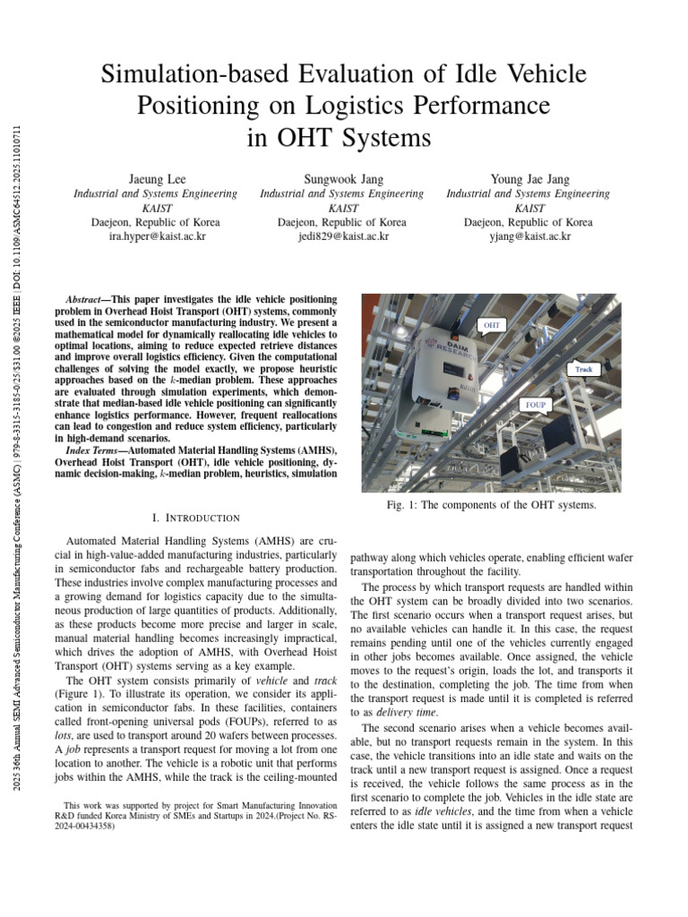 Idle Vehicle Positioning in OHT Systems | PDF | Logistics | Simulation