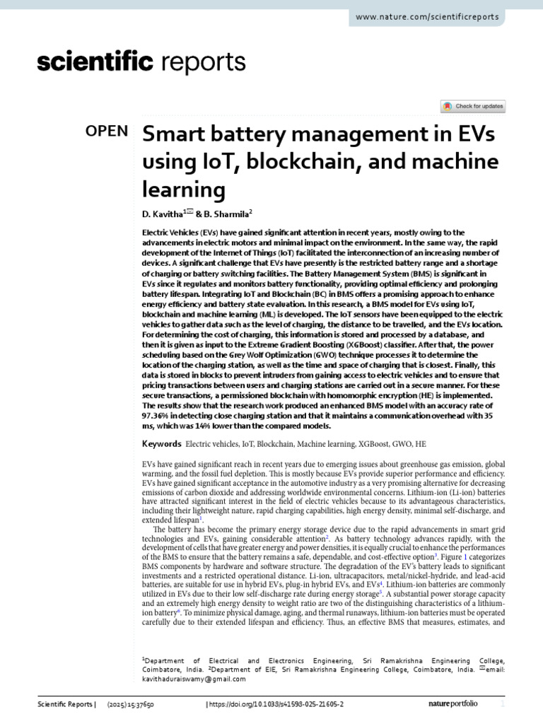 Smart BMS for EVs: IoT, Blockchain, ML | PDF | Electric Vehicle ...
