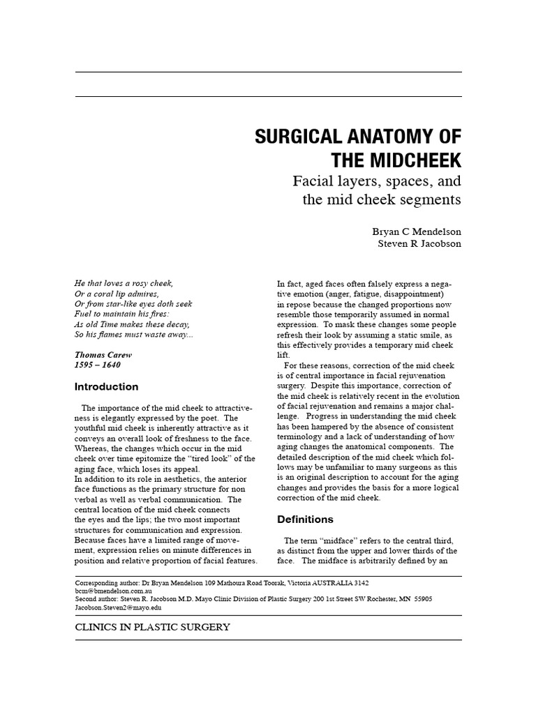 Anatomy and Aging of the Mid Cheek | PDF | Human Anatomy | Human Head ...