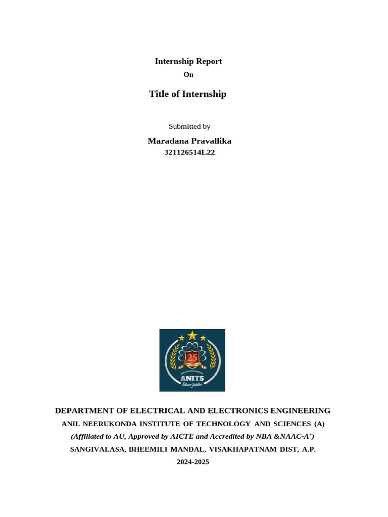 Internship Report: Electrical Engineering | PDF