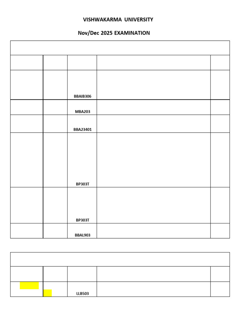 VU Nov/Dec 2025 Exam Seating Plan | PDF