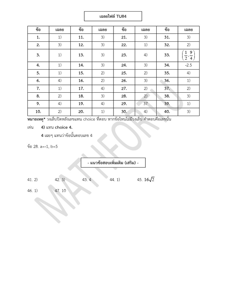 TU 64 เฉลย Ver. 2 (2024) | PDF