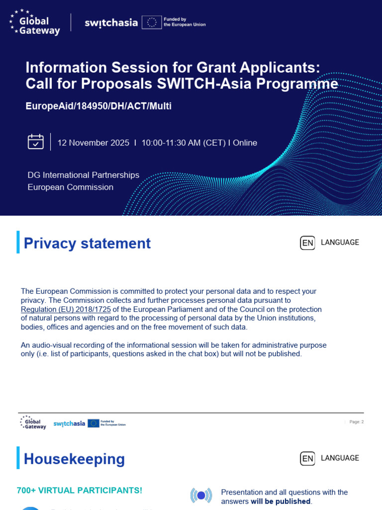 SWITCH-Asia Grant Info Session 2025 | PDF | Sustainability | European Union