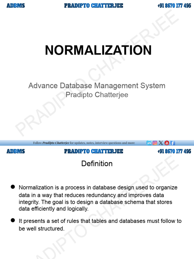 Normalization ADBMS Pradipto Sir Notes | PDF | Databases | Applied ...