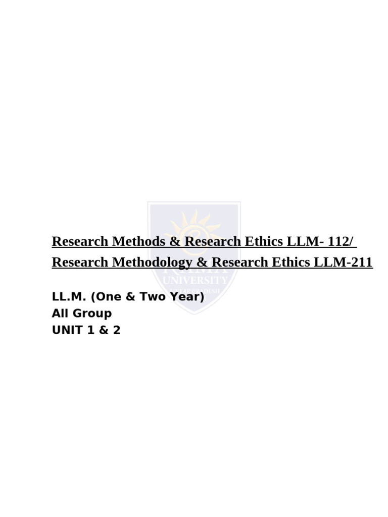 Legal Research Methods and Ethics Guide | PDF | Hypothesis | Methodology