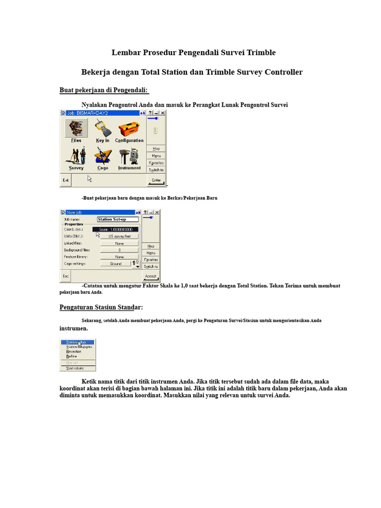 Panduan Pengaturan Trimble Survey Controller | PDF