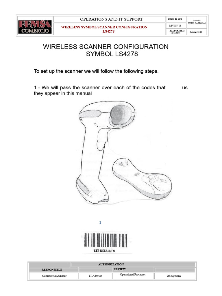 Wireless Scanner Configuration Manual Symbol LS4278-1 | PDF | Image ...