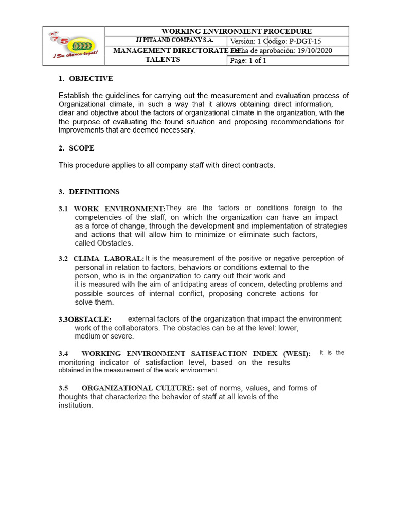 Workplace Climate Evaluation Procedure | PDF | Business