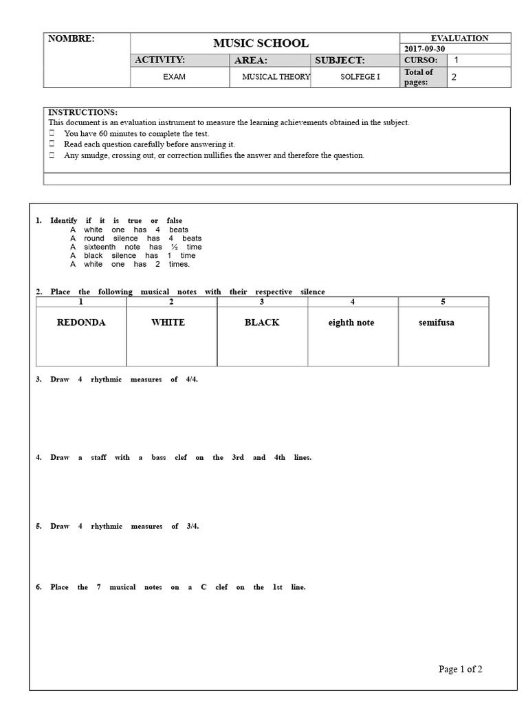 SIGHT SINGING EXAM 1 | PDF | Clef | Musical Compositions