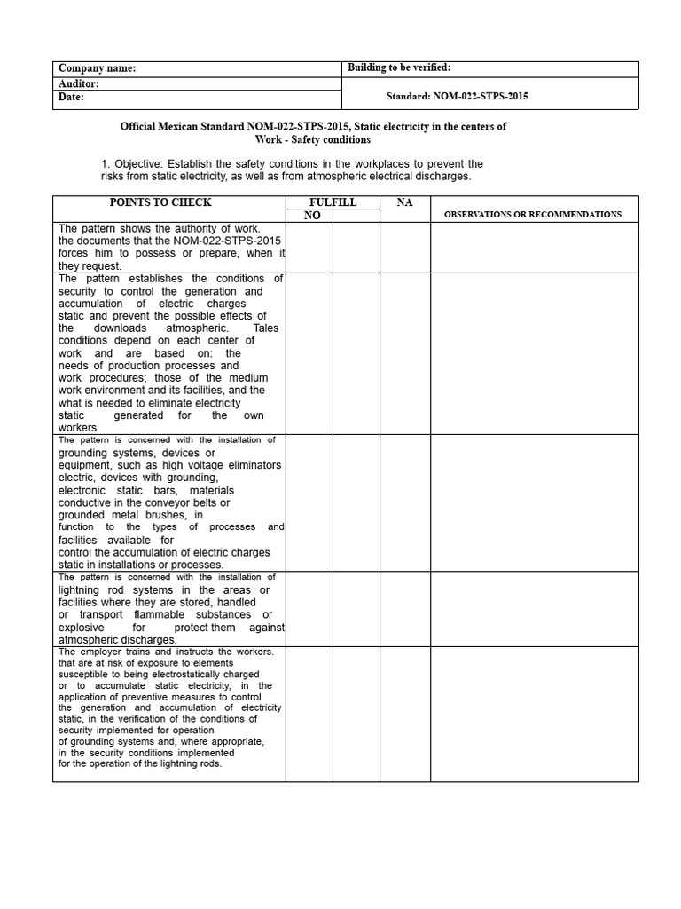 Compliance with NOM-022-STPS-2015 | PDF | Electricity | Verification ...