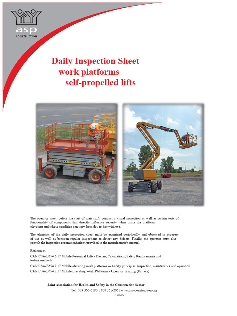 Daily Inspection Checklist for Lifts | PDF | Elevator | Manufactured Goods