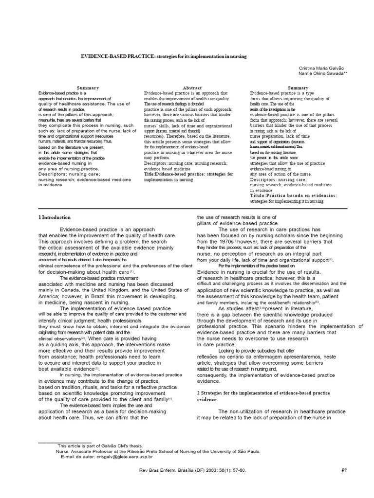 Strategies for Evidence-Based Nursing | PDF | Evidence Based Medicine ...