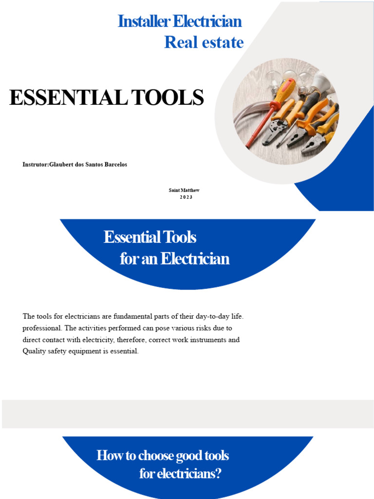 Essential Tools for Electricians Guide | PDF | Screw | Electrical Connector