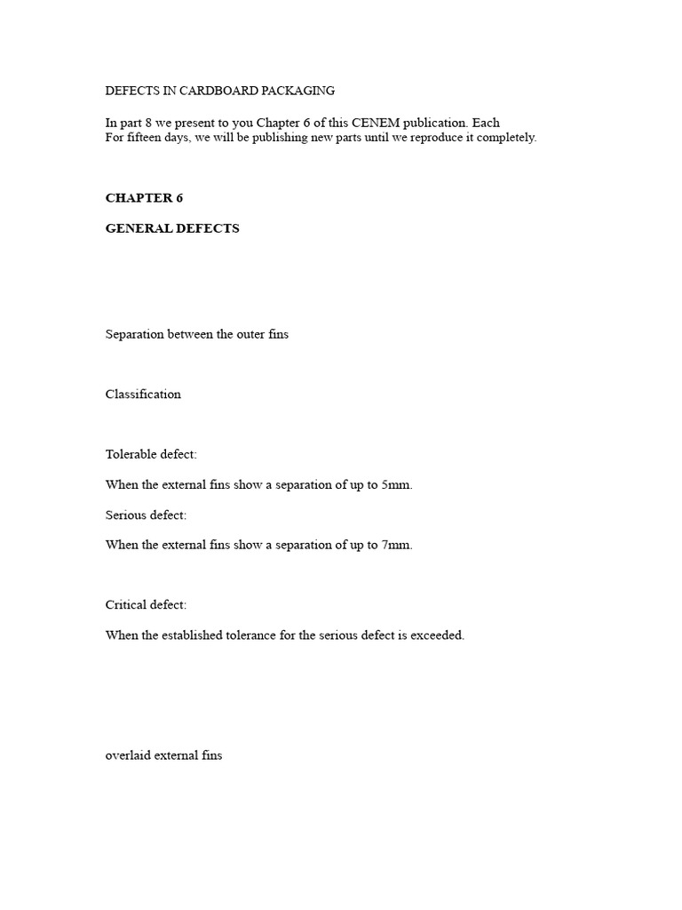 Cardboard Packaging Defect Classifications | PDF | Engineering ...