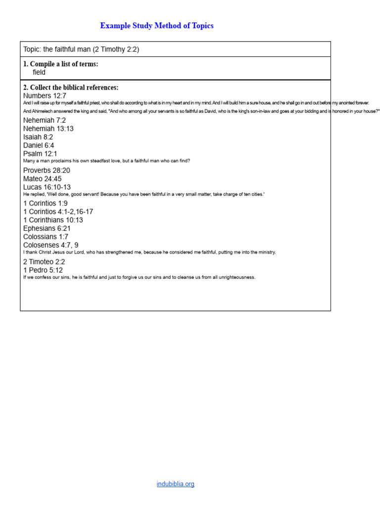 Example Study Method of Topics | PDF | Epistle To The Colossians ...