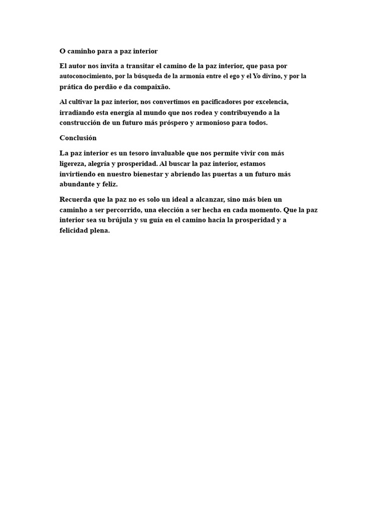 Camino hacia la paz interior y prosperidad | PDF