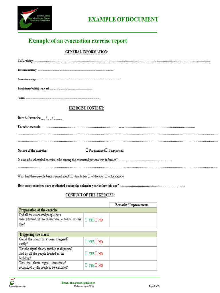 Evacuation Exercise Report Template | PDF