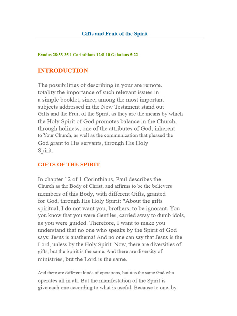 Understanding Spiritual Gifts and Fruits | PDF | Spiritual Gift | Fruit ...
