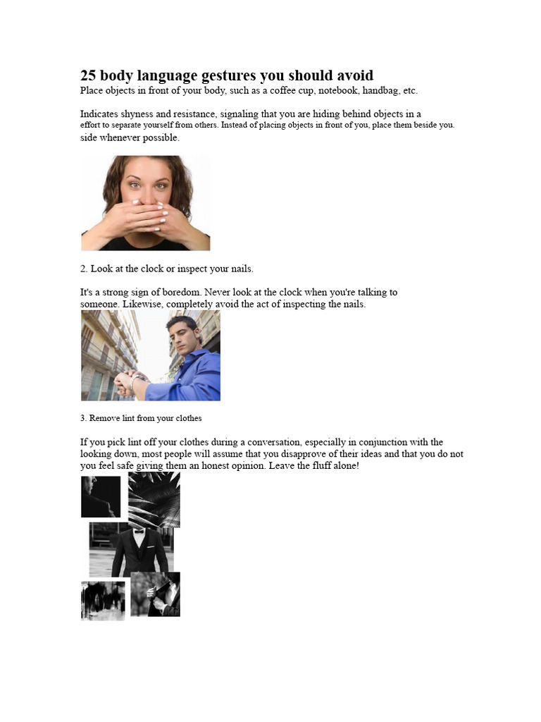 25 Body Language Gestures You Should Avoid | PDF | Body Language ...