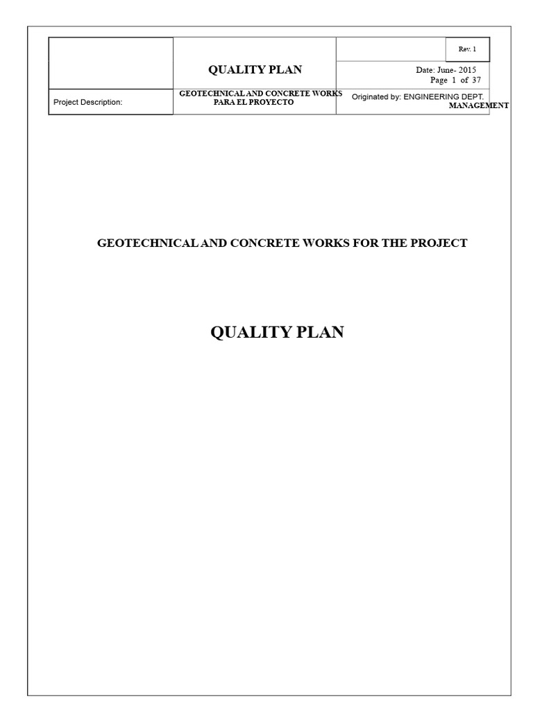 Quality Plan for Geotechnical Works | PDF | Occupational Safety And ...
