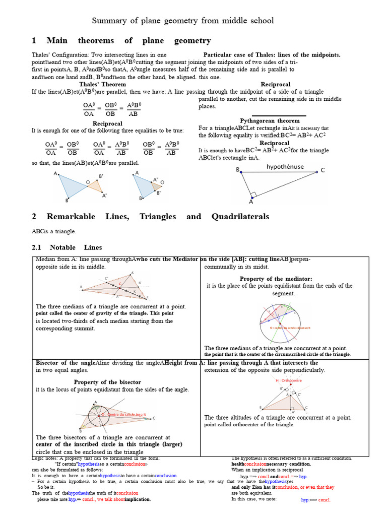 Summary of College Geometry | PDF | Rectangle | Triangle