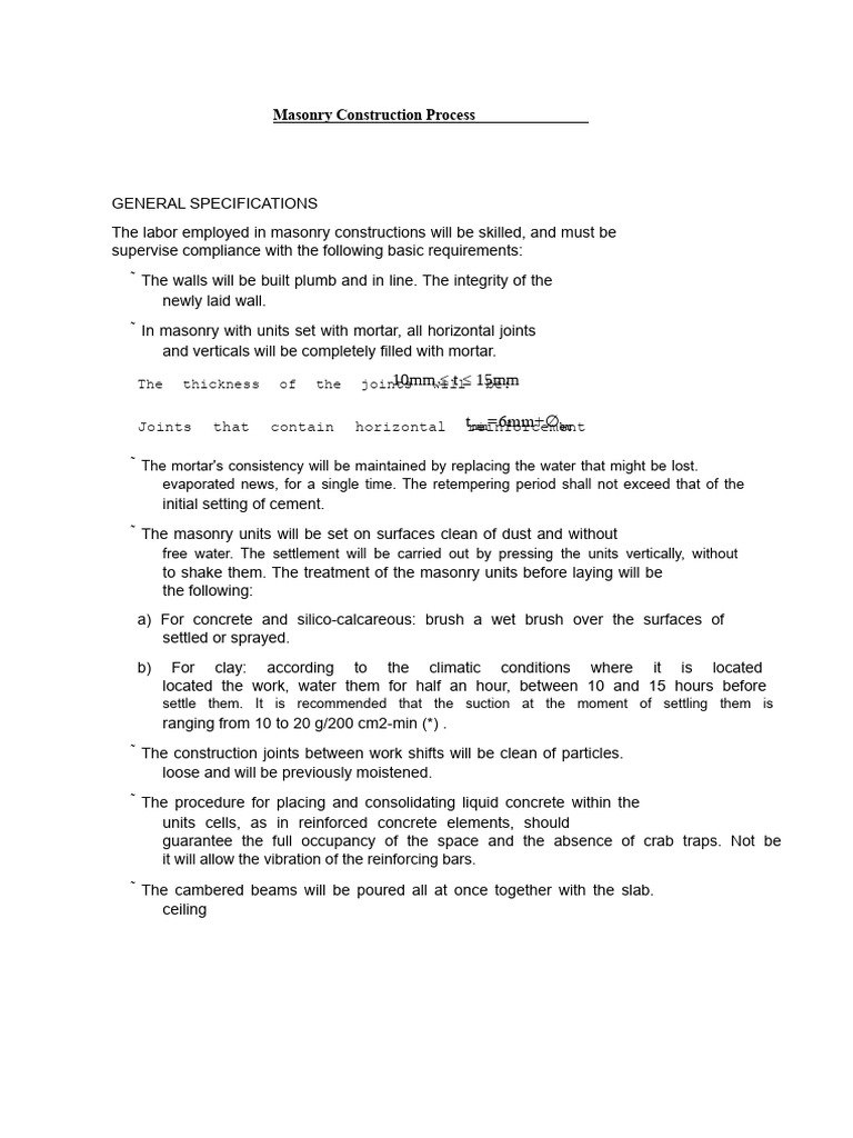 Masonry Construction Guidelines | PDF | Concrete | Wall