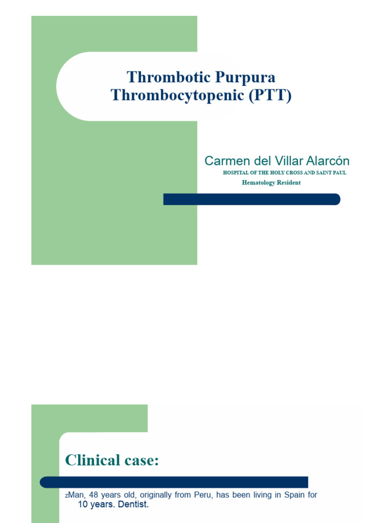 Thrombotic Thrombocytopenic Purpura Case Study | PDF | Diseases And ...