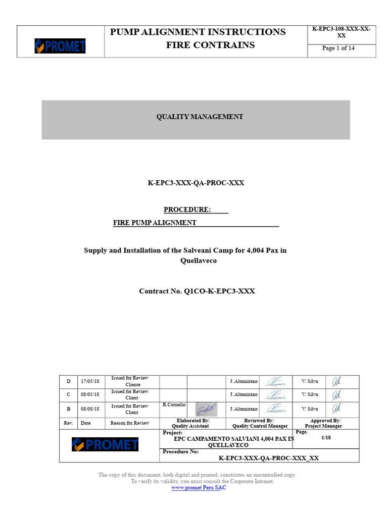 Fire Pump Alignment Procedure Guide | PDF | Pump | Screw