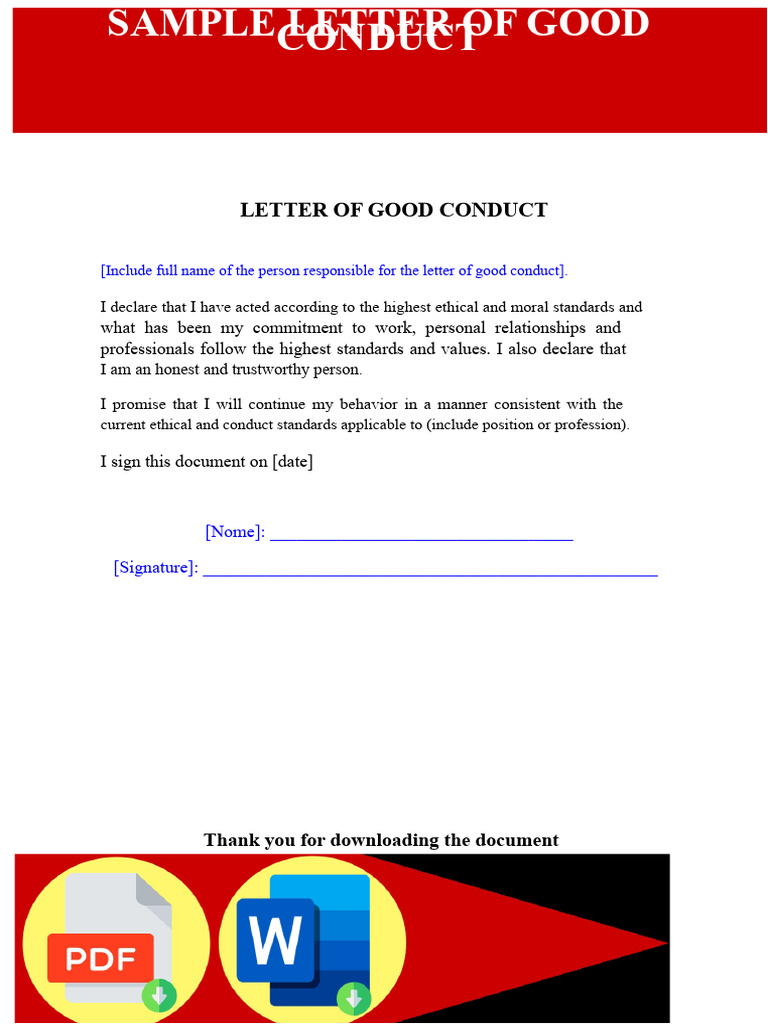 Sample Good Conduct Letter Template | PDF