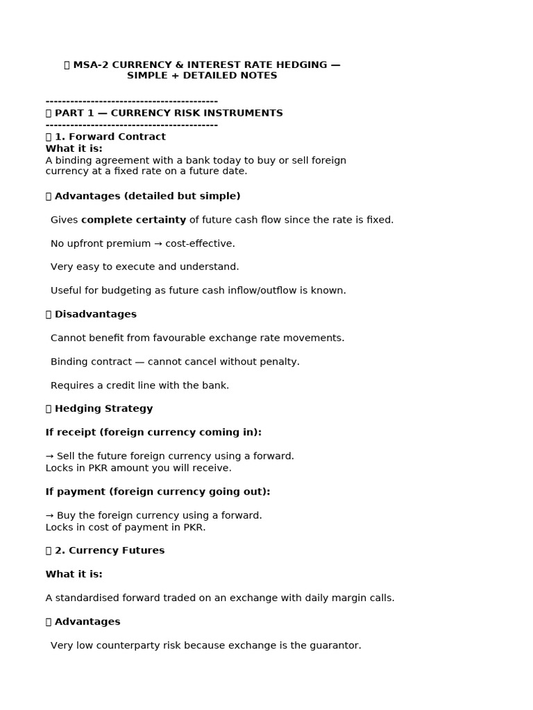 Hedging Notes | PDF | Futures Contract | Hedge (Finance)