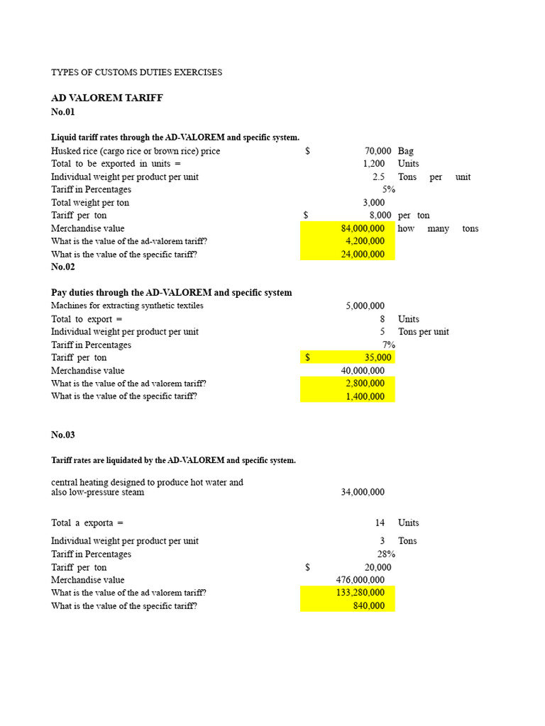 Customs Duties and Tariff Calculations | PDF | Ad Valorem Tax | Engines