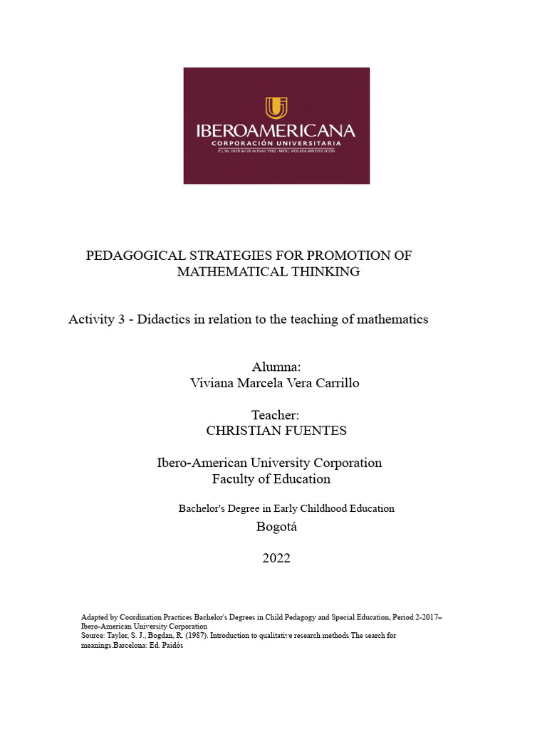 Activity 3 - Didactics in the context of teaching mathematics | PDF ...