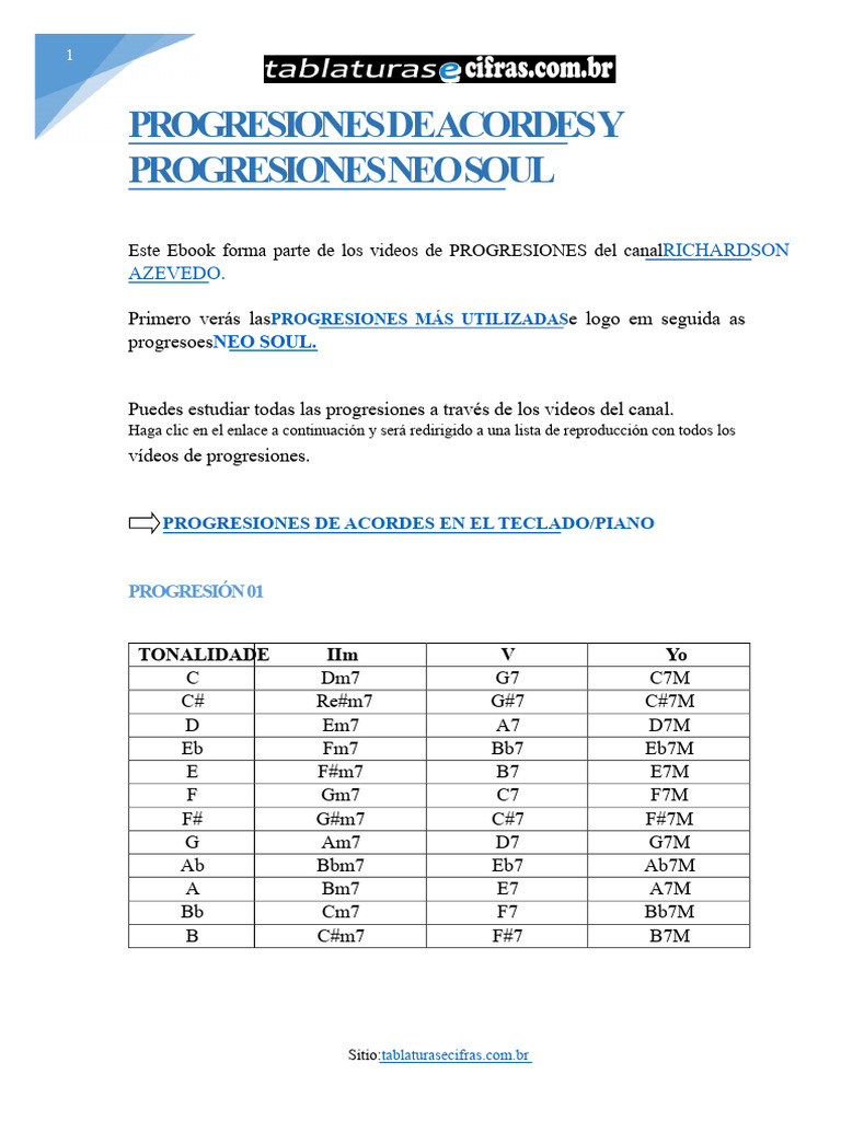 Progresiones de Acordes Neo Soul | PDF | Composiciones Musicales ...