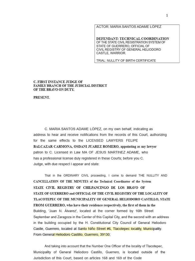 Demand For Nullity and Rectification of Record | PDF | Birth ...