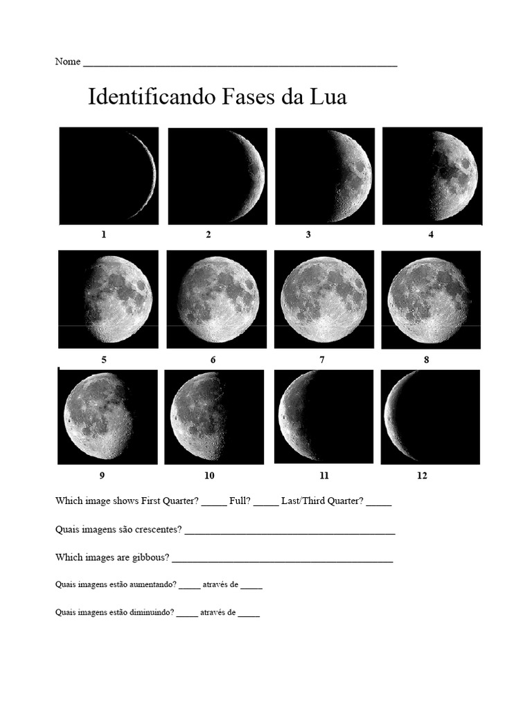 Identificação das Fases da Lua | PDF | Lua | Sol