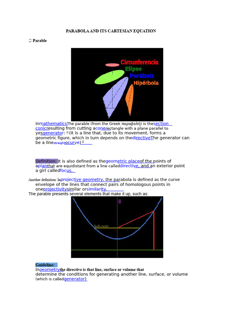 Understanding Parabolas and Their Equations | PDF | Line (Geometry ...