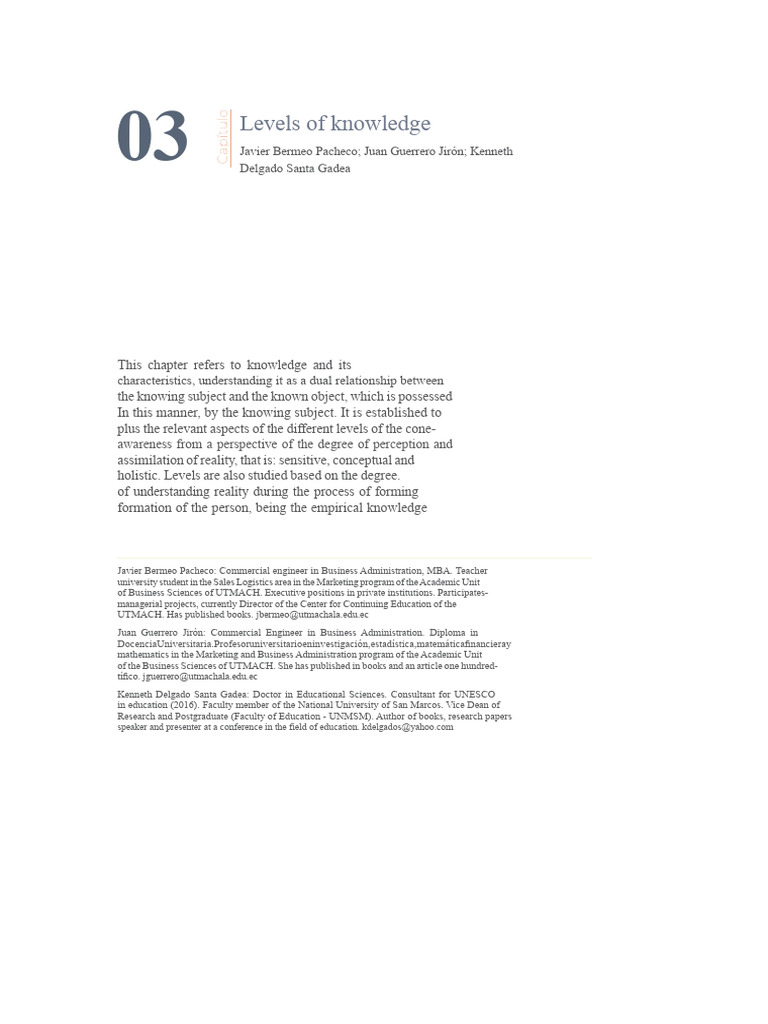 Understanding Levels of Knowledge | PDF | Knowledge | Perception