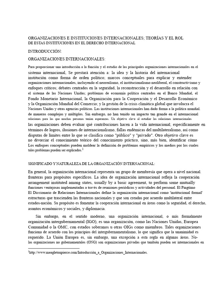 Organizaciones e Instituciones Internacionales | PDF | Organización no ...