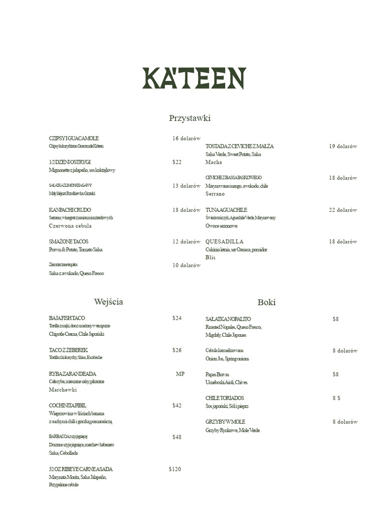 Menu Kateen | PDF